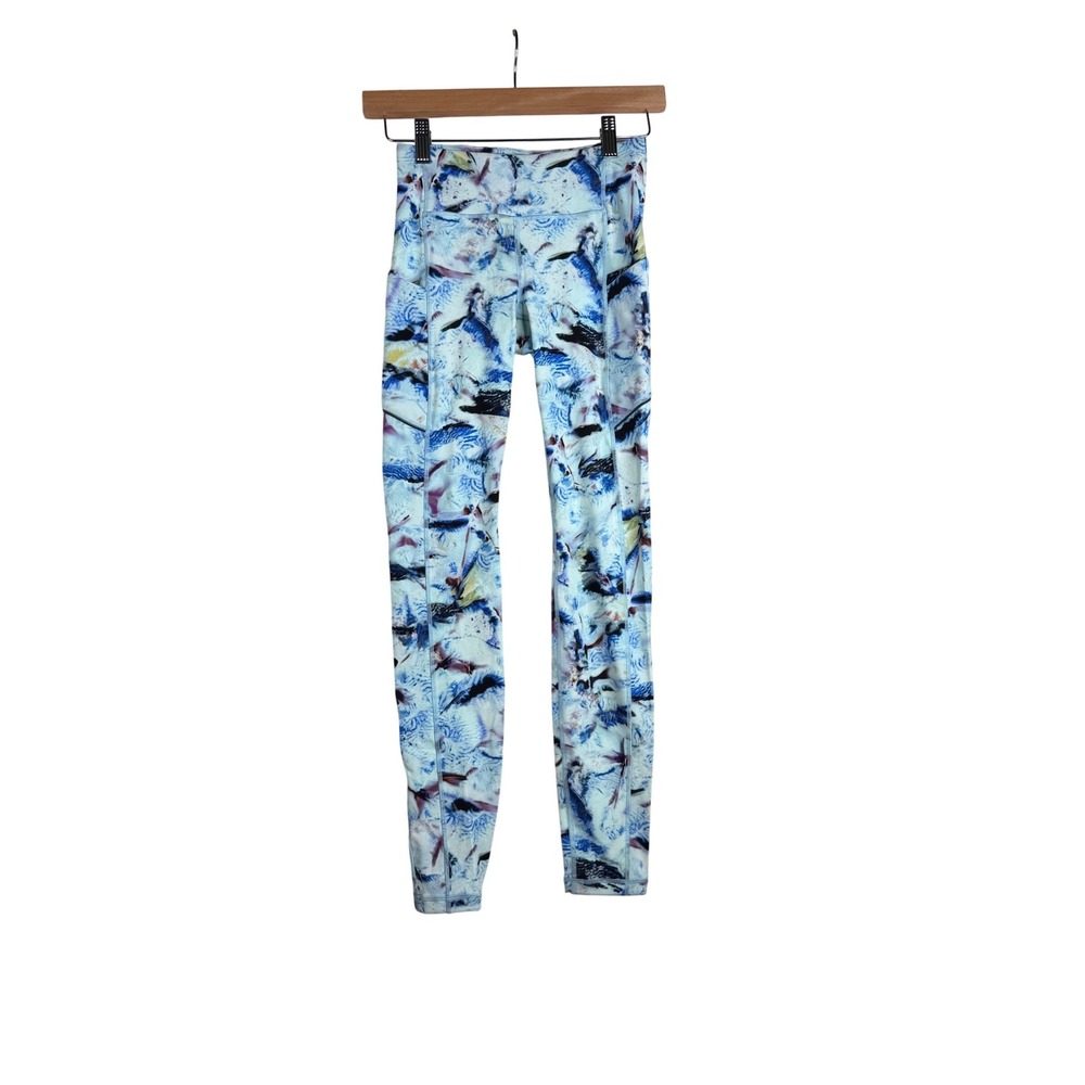 Lululemon High Rise Wunder Train Leggings size 2 Blue Watercolor
